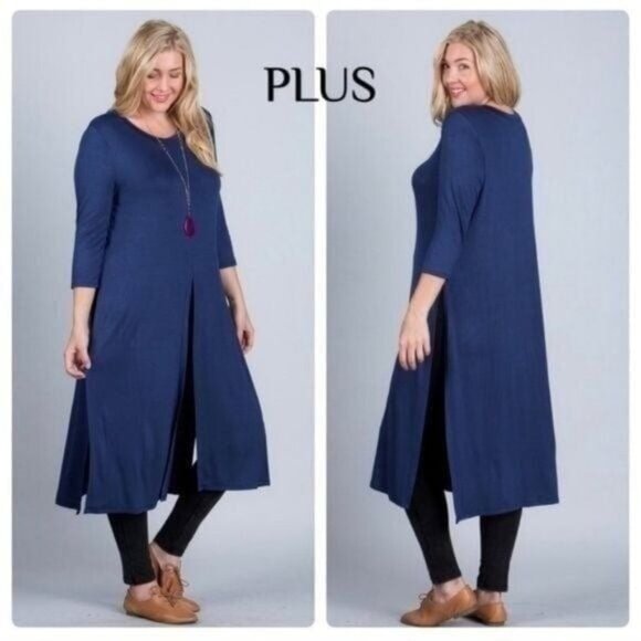 BLUE MULTI-WAY TOP W/ SLITS-PLUS SIZE-NEW - Picture 1 of 3